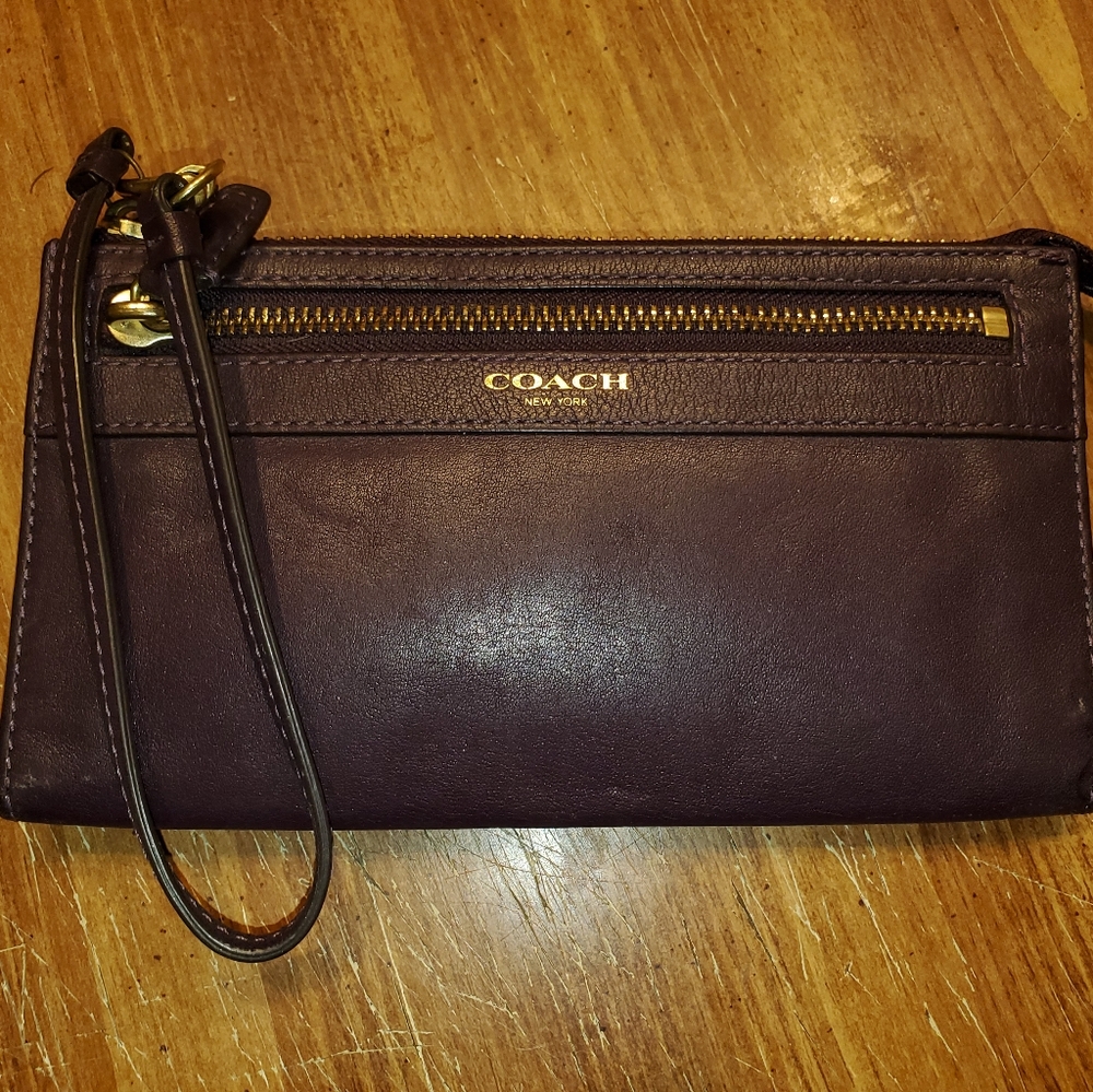 Authentic Coach purple wristlet wallet